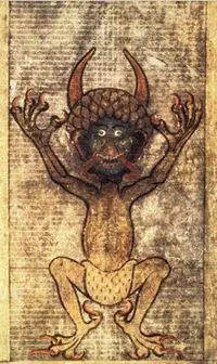 Détail de l'enluminure du Diable du Codex Gigas
