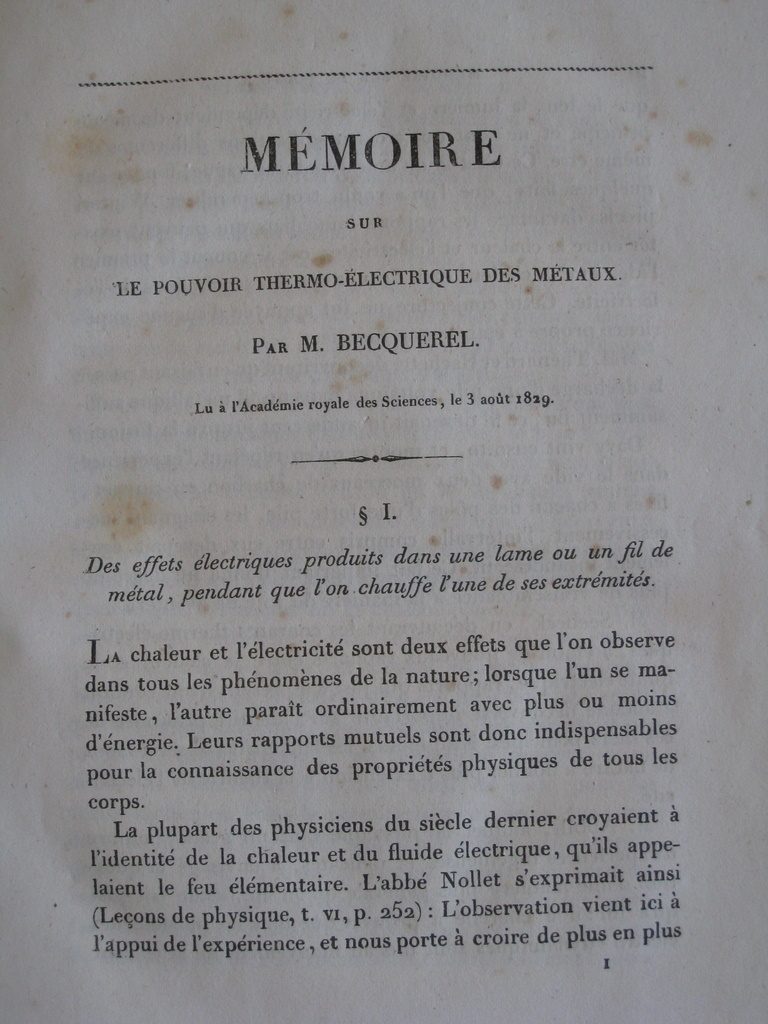 Bibliophilie et Sciences: une famille de physiciens, les Bécquerel