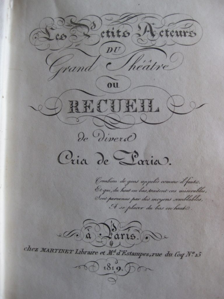 Les Cris de Paris par Adrien Joly, un petit bijou qui présente les petits métiers au début du 19ème
