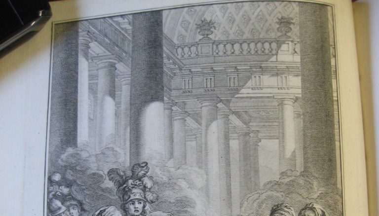 Un frontispice gravé par la Marquise de Pompadour: Rodogune, Princesse des Parthes, par Pierre Corneille, 1760