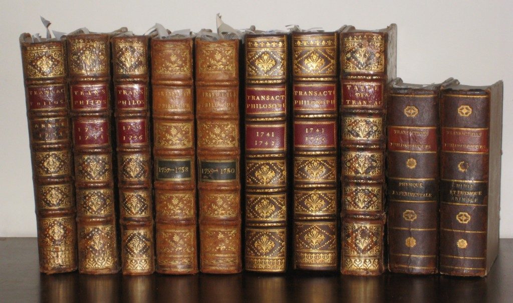 Bibliophilie et Sciences: transactions philosphiques de la Société Royale de Londres