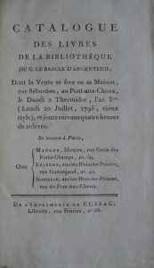 Bibliophilie et Sciences: la vente d'une bibliothèque sous la Terreur