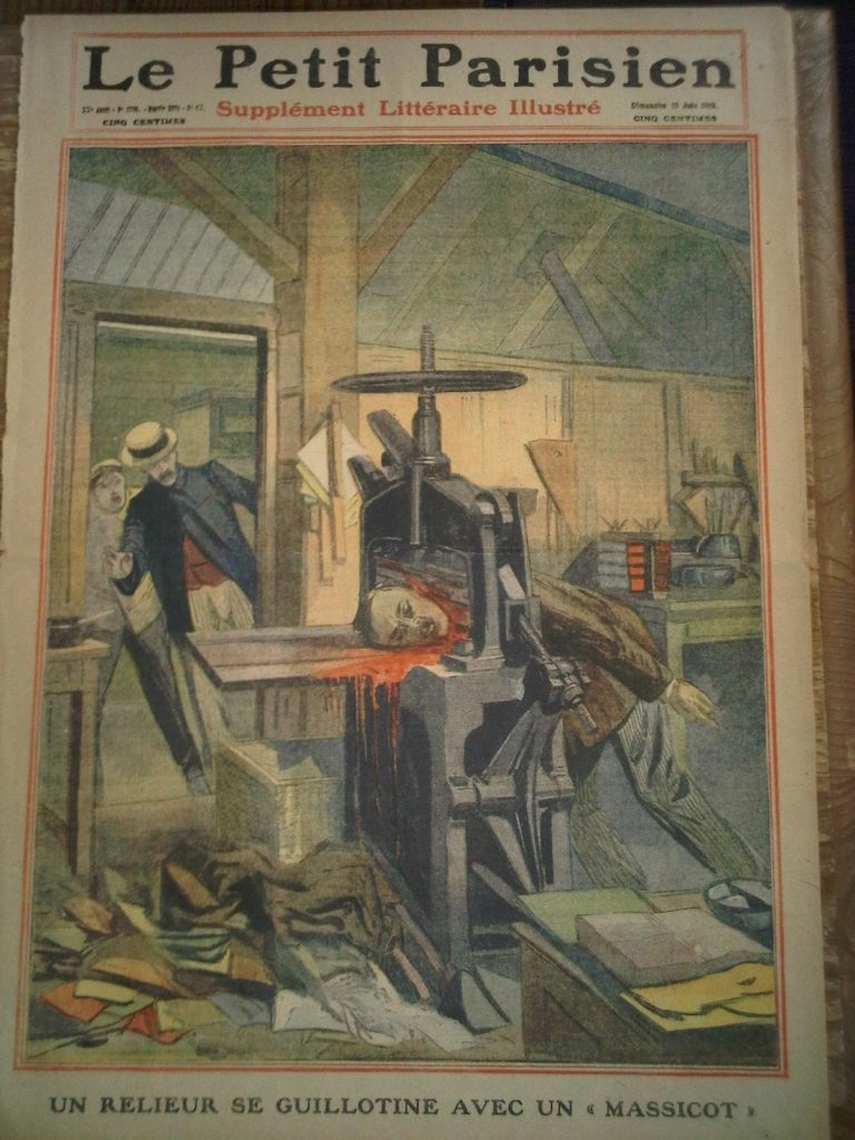 Fait divers: un relieur se guillotine avec un massicot