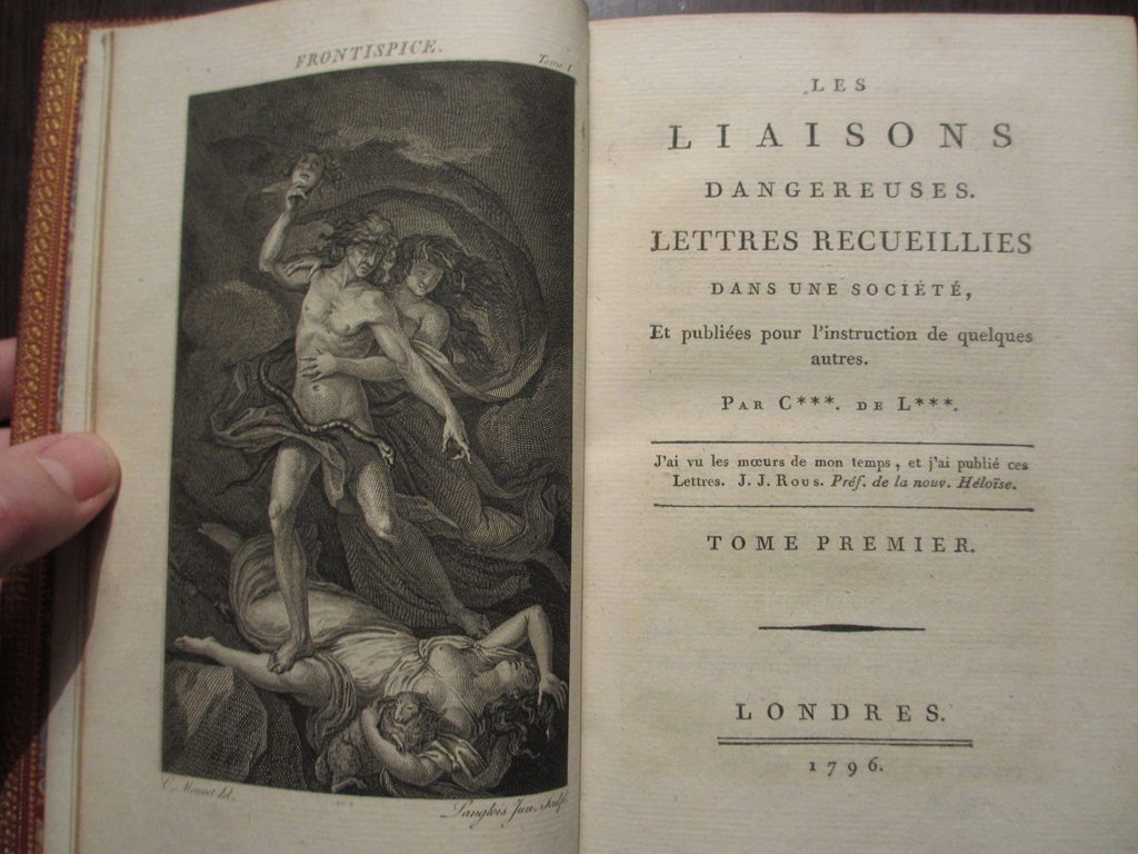 Dans la bibliothèque du bibliophile: Les Liaisons Dangereuses, 1796, 1ère édition illustrée, maroquin de Brany