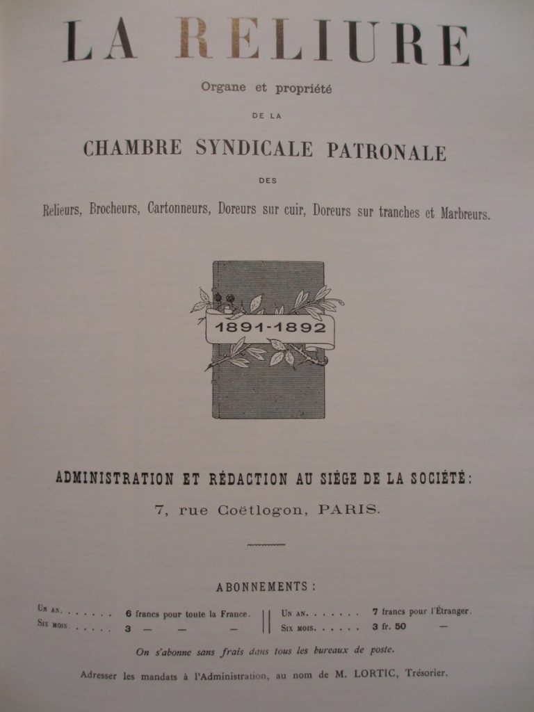 Quelques images de La Reliure, l'organe du Syndicat des Relieurs