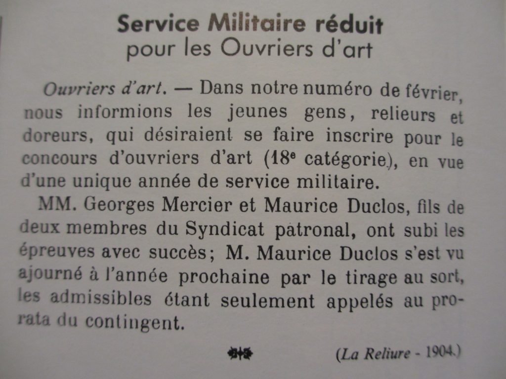 La Reliure, métier dangereux, surtout pendant la guerre.