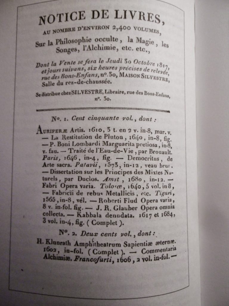 La vente de Jean-Esutache Peuvret, franc-maçon: 2400 ouvrages consacrés aux sciences occultes.