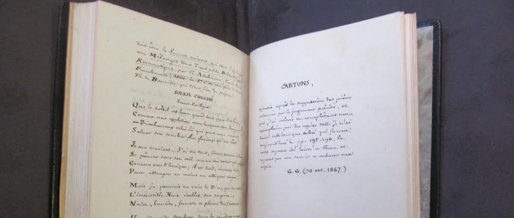 Un exemplaire de l'EO des Fleurs du Mal, ayant appartenu à Anthony Hobson, et de mystérieuses initiales à identifier