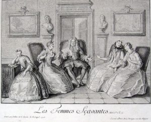 Les Femmes savantes de Molière, gravure de François Joullain d'après Charles-Antoine Coypel, 1726