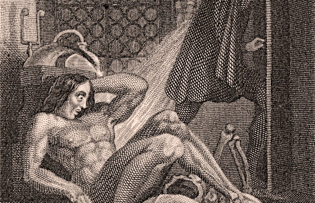 Détail du frontispice de Frankenstein, 1831