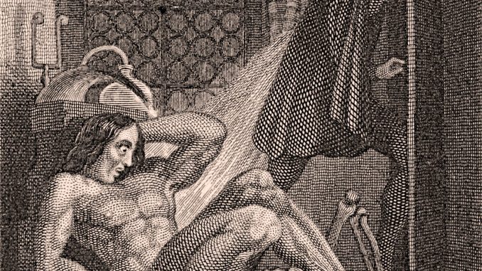 Détail du frontispice de Frankenstein, 1831